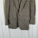 Hart Schaffner & Marx Plaid Pure Wool Sportcoat Jacket Blazer Mens 42L Tan Olive