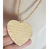 Gold I Love You Heart Pendant Multiple Languages Rope Chain Medallion NECKLACE