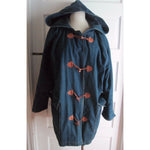 Vintage RTW Ready To Wind Down Denim Toggle Front Hooded Duffel Coat Womens 12