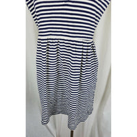 Dockers Jersey Knit Cotton Striped Summer Mini Dress Womens M Navy Blue Sailor