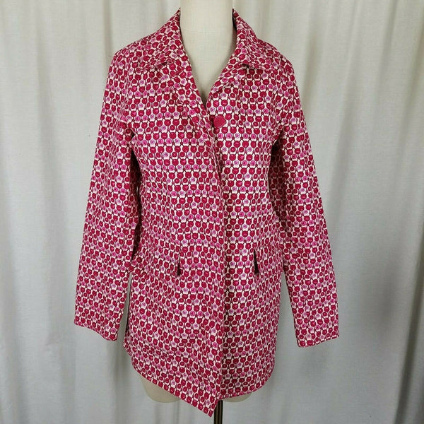 Gap Spring Tulips Trench Coat Long Jacket Short Coat Womens S Pink Red FLowers