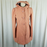 Sybilla Vegan Wool Hooded Skater Fit & Flare Puff Sleeves Coat Peacoat Womens M