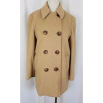 Vintage Double Breasted Wool Camel Peacoat Jacket Short Coat Womens 4 Tan 1990's