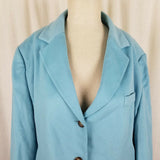 LL Bean Wool Cashmere 3 Button Riding Blazer Jacket Womens 20P Plus Seafoam Blue