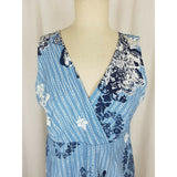 Bass Heritage Collection Blue Faux Wrap Floral Striped Summer Dress Womens sz 6