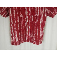 Vintage US Expedition Short Sleeve Painted Camp Polo Hawaiian Shirt Mens XL Red