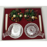 Oneida Crystal Southern Garden Set 2 Chambersticks Candles Sticks Floral Rings