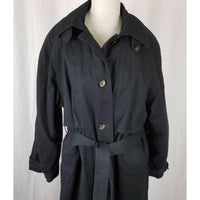 Jacqueline Ferrar Cape Top Belted Tie All Weather Trench Coat Womens 14 Black