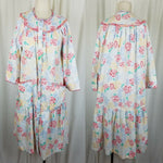 Models Coat Vintage 80s Nightgown House Dress MuuMuu Womens L Snap Up Front