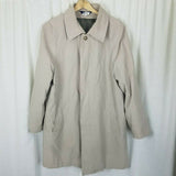 Stafford Insulated 3/4 Length All Weather Car Coat Mens M Zip Out Wool Liner Tan