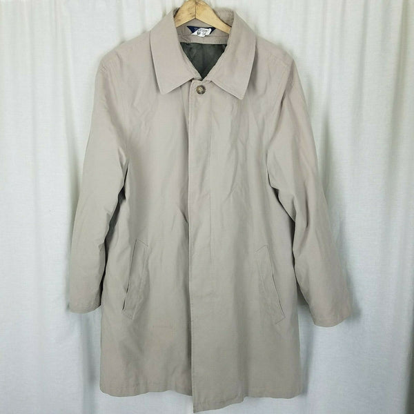 Stafford Insulated 3/4 Length All Weather Car Coat Mens M Zip Out Wool Liner Tan