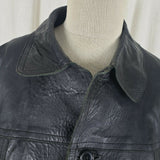 Vintage Paul Blanche Skins Belted Black Leather Jacket Blazer Look Coat Mens