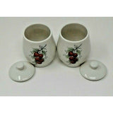 SYRACUSE Carefree True China Wayside Fruit 5" Sugar Bowls With Lids USA Set Of 2