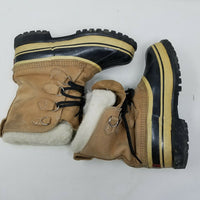 Sorel Caribou Boots Brown Leather Fur Felted Lined Winter Snow Boots Womens 7