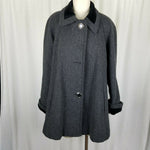 Jofeld De Ball Velvet Trim Short Aline Skater Swing Peacoat Jacket Womens L Gray