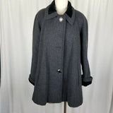 Jofeld De Ball Velvet Trim Short Aline Skater Swing Peacoat Jacket Womens L Gray