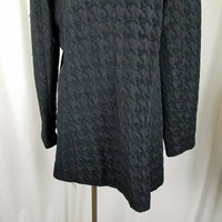 Laura Ashley Black Houndstooth Woven Short Button Up Peacoat Jacket Womens XL 3D
