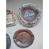 LOT of 7 VINTAGE ASHTRAYS TOURISM TRAVEL STATES PAINTED METAL COLLECTIBLES JAPAN
