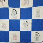 Chief Papoose Squaw Native Teddy Bears Baby Quilt Wall Art Tapestry Gingham VTG