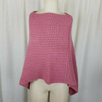 Space Age Ribbed Cable Knit Sweater Cape Poncho Womens S Rose Pink Asymmetrical