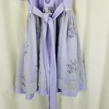 Vintage Handmade Weighted Embroidered Floral Dressy Twirl Dress Girls 6 Lavender