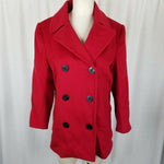 Talbots Double Breasted Red Winter Wool Military Short Peacoat Jacket Womens 2P