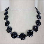 Speckled Black Glass Flat Circles Beads BEADED NECKLACE Contemporary Statement
