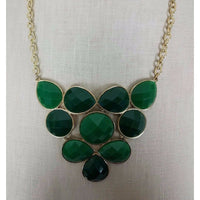Emerald Green Faceted Beads BEADED NECKLACE Contemporary Statement Cluster Bib