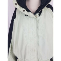 LL Bean Winter Jacket Nylon Parka Full Zip Up Anorak Womens L Ski Snow Green