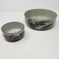 Tonala Mexico Folk Art Pottery Serving Bowl Ken Edwards Blue Birds Vintage Lot 2