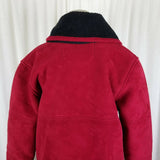 County Seat Faux Shearling Suede Sherpa Berber Fleece Shawl Collar Peacoat M Red