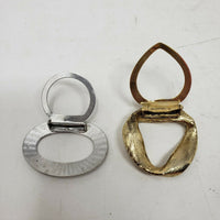 Vintage Lot of 2 Scarf Clips Pins Brooch Metal Jewelry Gold Silver Oval Triangle