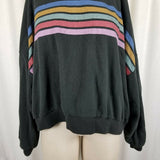 American Eagle Rainbow Jersey Knit Pullover Crewneck Sweatshirt Sweater Womens L