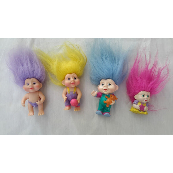 Lot 4 1991 Magic Trolls Babies Dolls Applause Posable Movable Plastic Girls Boys
