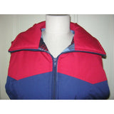 Mrs Duckworth Full Zip Up Plaid Flannel Lined Western Colorblock Vest Womens L Red & Navy Blue Puffer Sleeveless Parka Contrast