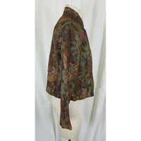 Coldwater Creek Boucle Tapestry Paisley Print Funnel Neck Jacket Womens PS