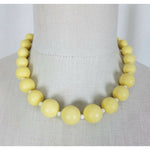 Vintage Single Strand Yellow Beads BEADED NECKLACE Choker Length Resin Lucite