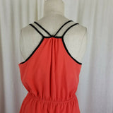 Pearl Cutout Strappy Blouson Summer Twirl Dress Womens M J6763 USA Tangerine