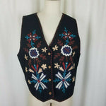 SGDN Same Game Different Name Floral Pointed Button Down Vest Waistcoat Womens L