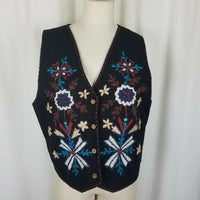 SGDN Same Game Different Name Floral Pointed Button Down Vest Waistcoat Womens L