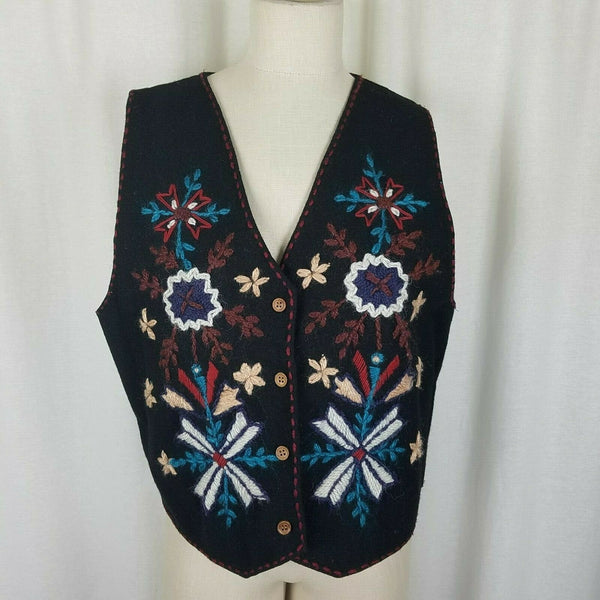 SGDN Same Game Different Name Floral Pointed Button Down Vest Waistcoat Womens L