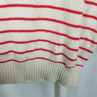 Vintage LL Bean Red Striped Cotton Knit Collared Polo Pullover Sweater Mens S M