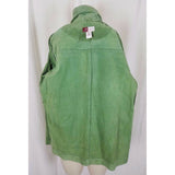 JM Collection Green LEATHER Suede Full Button Up SHIRT JACKET Womens M Celery