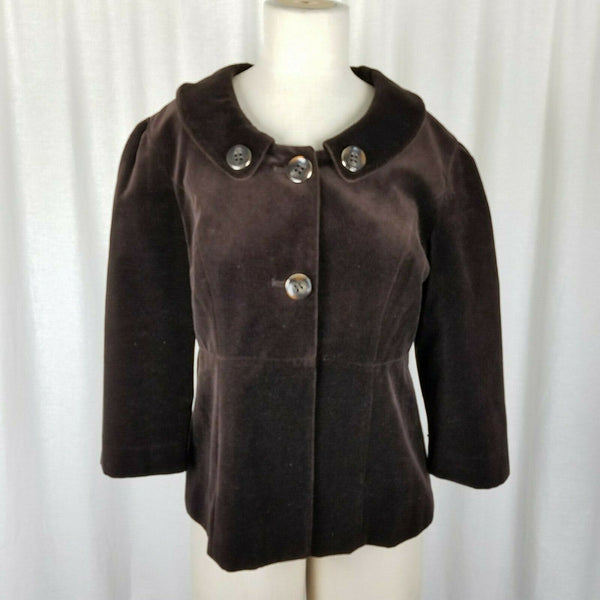 Fashionista Velvet Peter Pan Collar 3/4 Sleeve Swing Jacket Blazer Womens L USA