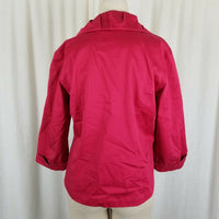 Chico's 3/4 Sleeves Jacket Blazer Womens 1 M Ruffled Pleated Collar Raspberry