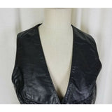 Black Leather Full Snap Up Pointed Vest Biker Motorcycle Womens M Made in USA