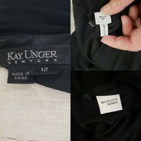 Kay Unger NY Formal Black Sexy Keyhole Bare Back Fitted Slinky Dress Womens 12