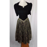 Jessica McClintock Bridal Velvet Keyhole Gold Lace Formal Dress Womens 12 USA