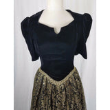Jessica McClintock Bridal Velvet Keyhole Gold Lace Formal Dress Womens 12 USA