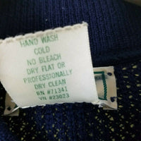 LL Bean Rag Wool Shawl Collar Henley Leather Buttons Knit Sweater Mens L Vintage